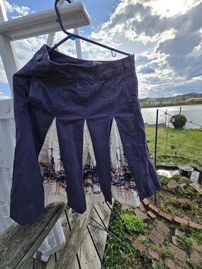 Merona Navy A-Line Skirt with Cream Printed Panel Insets